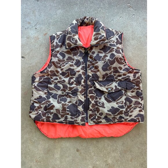 Duck Bay Other - Vintage Duck Bay XL Camo Hunting Vest Reversible Nylon & Polyester Brown/Orange